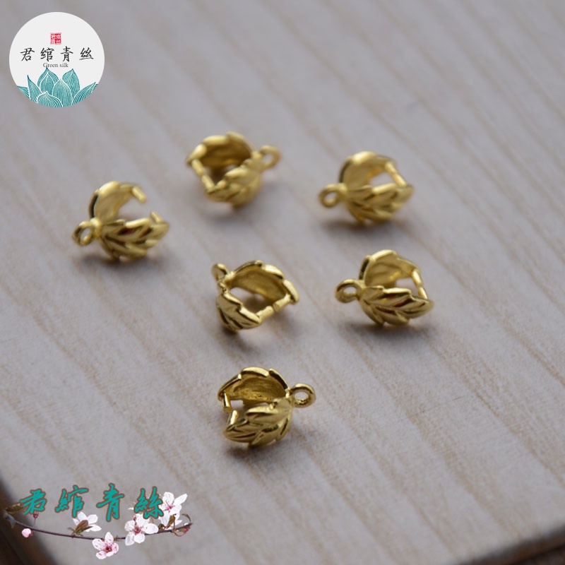 Khóa Cài Dây Chuyền / Bông Tai Hình Lá Phong Bằng Đồng Thau Nguyên Chất 7 * 9MM DIY