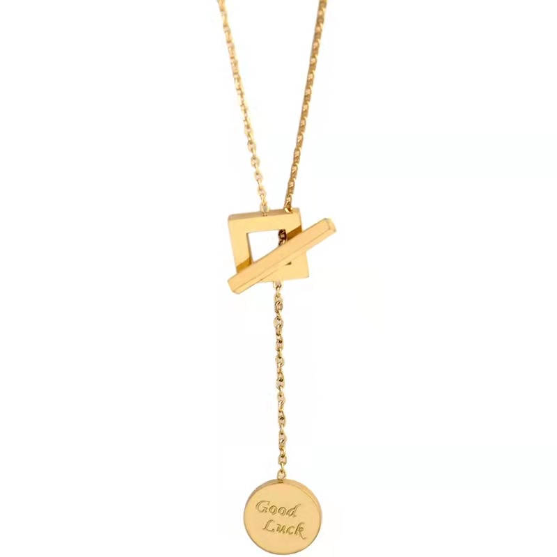 Vòng Cổ Mặt Vuông Khắc Chữ Mang Lại May Mắn Phong Cách Hàn Quốc Thời Trang Mới Dành Cho Nữ