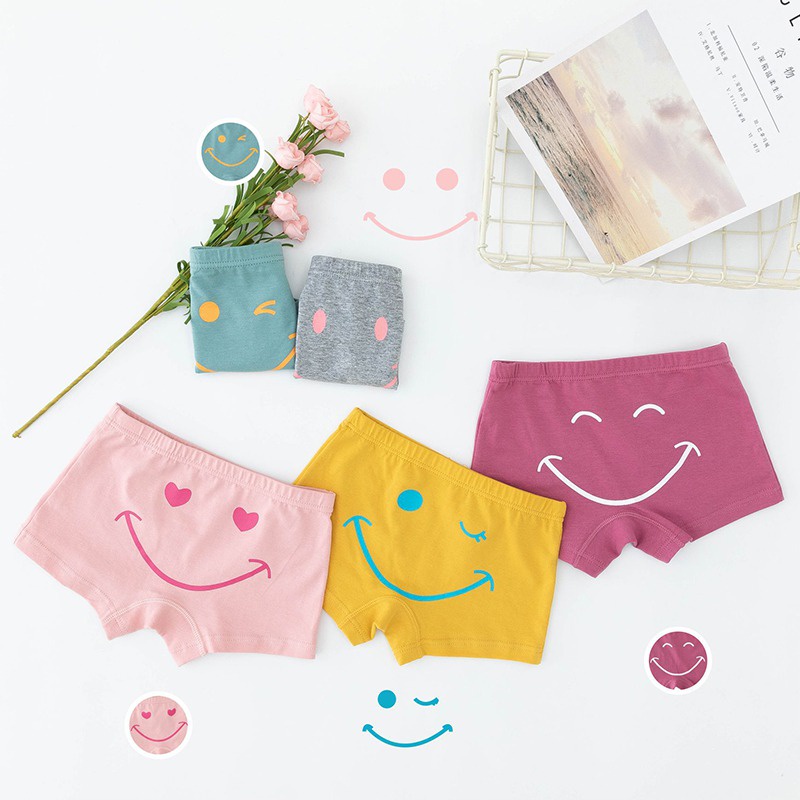 Set 5 quần lót boxer bé gái mềm mại thoáng khí họa tiết hoạt hình phong cách Hàn Quốc