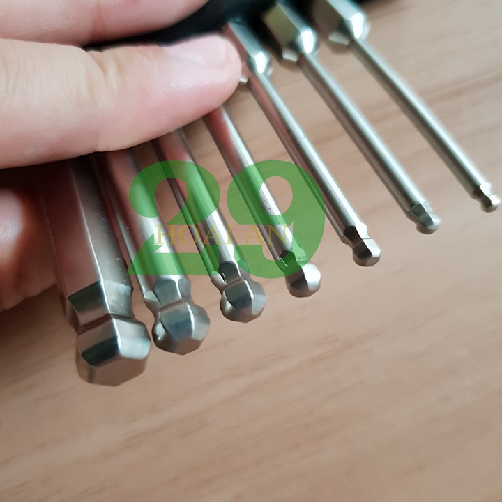 Bộ 7 đầu lục giác bóng, bi dài 65mm cho khoan pin, điện Tặng Găng Tay Bảo Hộ