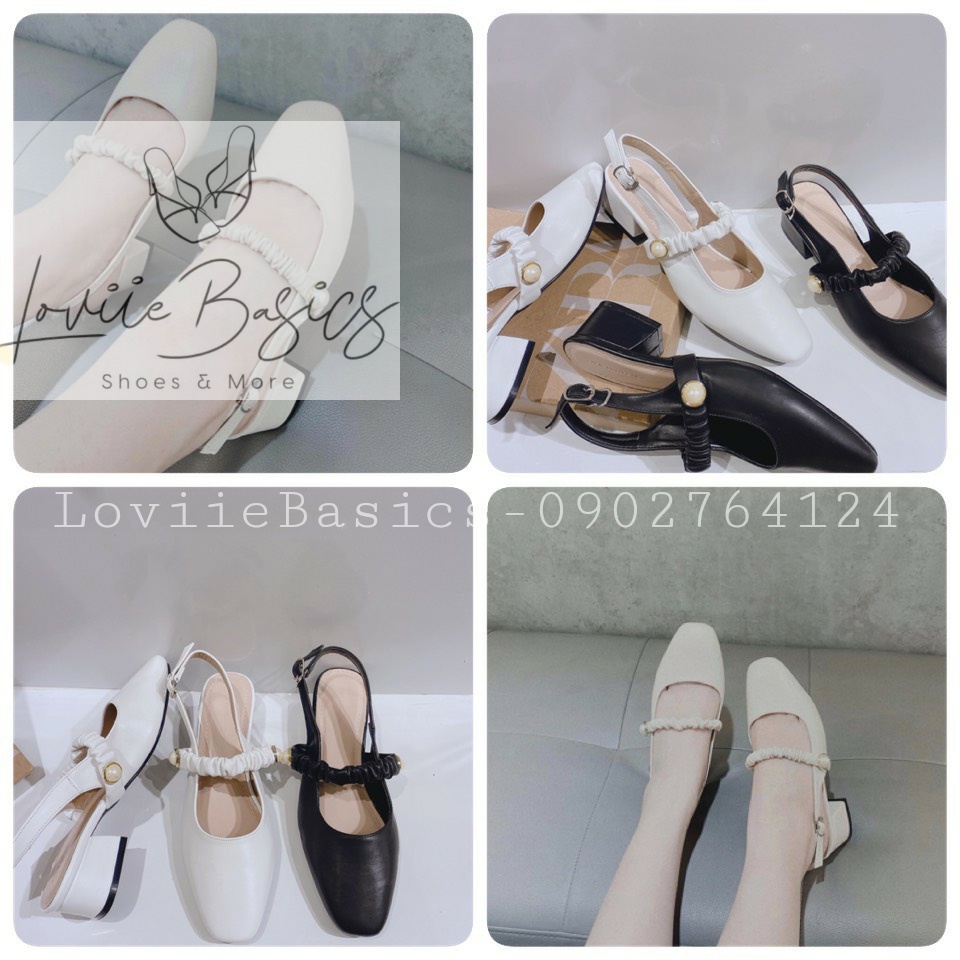 GIÀY SỤC LOVIIE BASICS - SANDAL BÍT MŨI GÓT VUÔNG 3CM - GIÀY MŨI NHỌN DÂY NGANG ĐÍNH NGỌC G211125