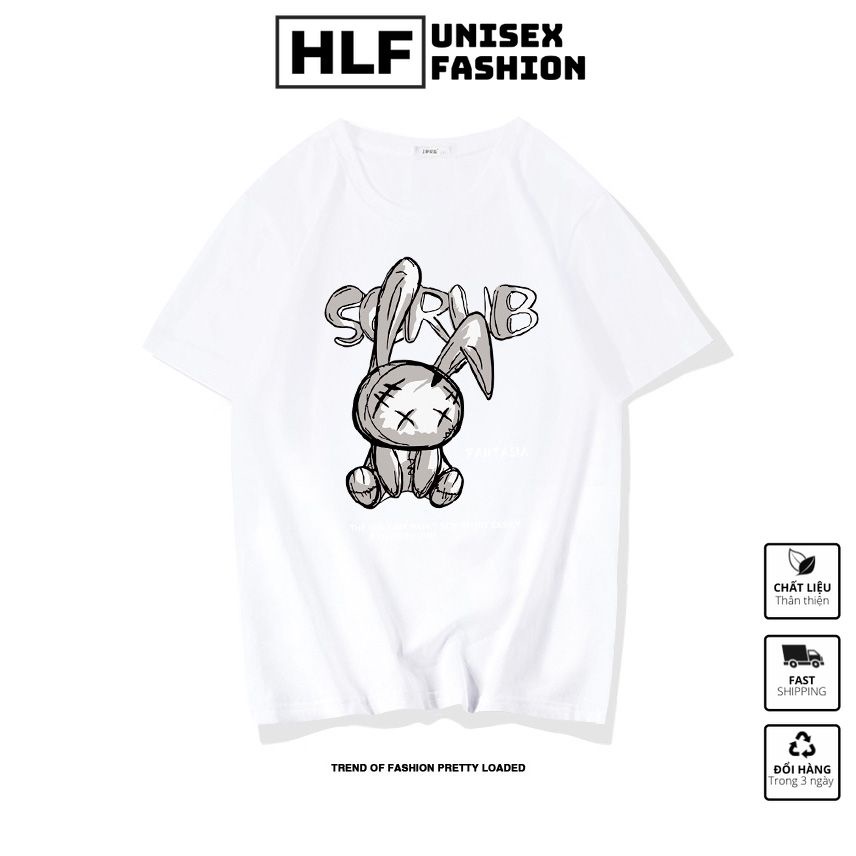 Áo phông nữ nam Unisex form rộng thỏ sorub, áo thun tay lỡ HLFashion