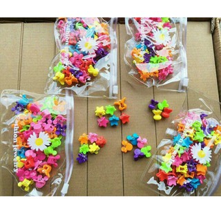 Set 50 Kẹp Tóc Càng Cua Mini Nhiều Màu Cho Bé Gái kèm túi zip xinh