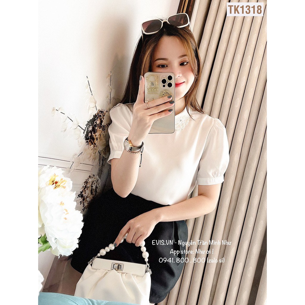 Sơ mi trắng phối cổ ren tiểu thư sang chảnh TK1318