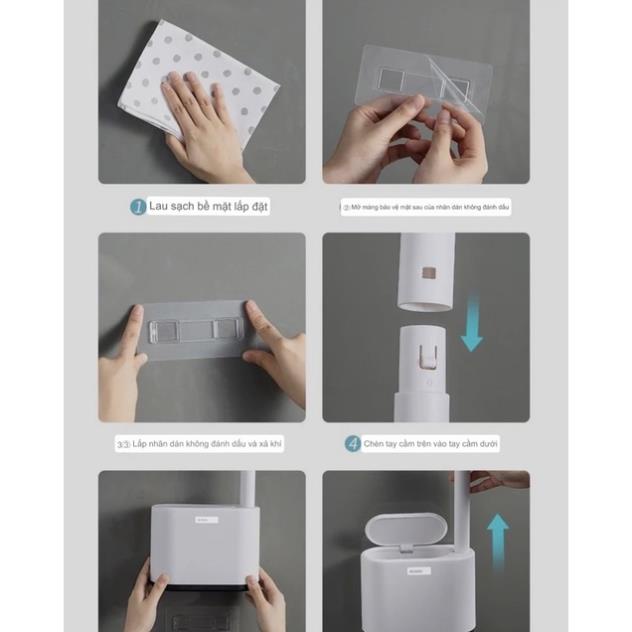 Bộ cọ nhà vệ sinh ECOCO dùng 1 lần kèm hộp đựng + tặng kèm 16 đầu bàn chải khử khuẩn
