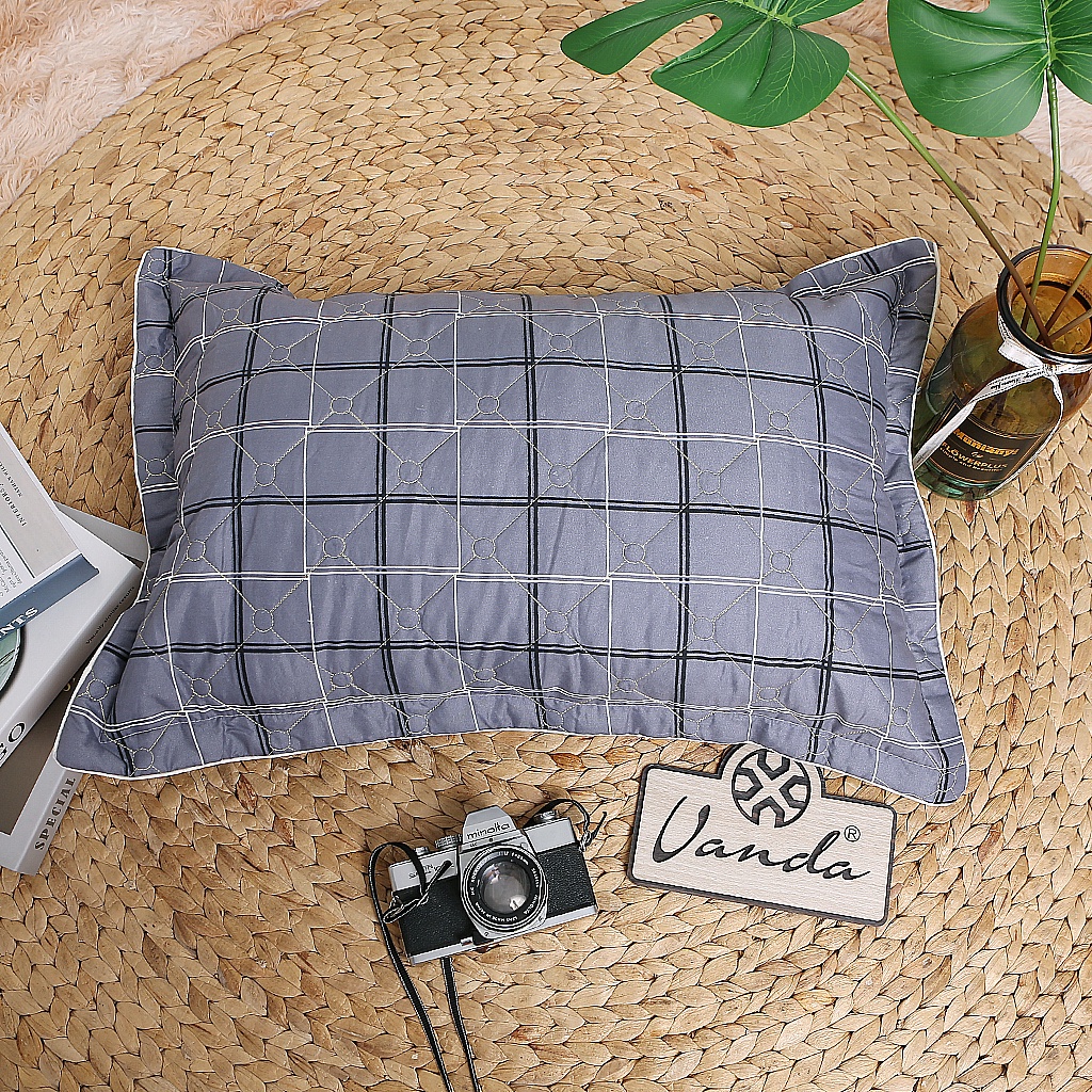 Vỏ gối đầu trần bông hình trám dày dặn chất liệu cotton poly kích thước 45x65 cm