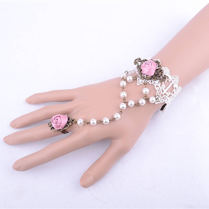 Vòng tay choker nữ 2 bông hồng ruốc xinh xắn