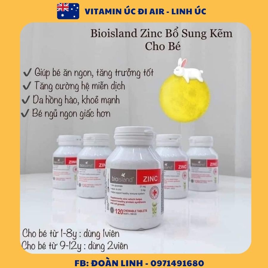 Kẽm Bio Island Zinc cho bé 🔥Hàng chuẩn Úc🔥Bổ sung kẽm cho bé 120V