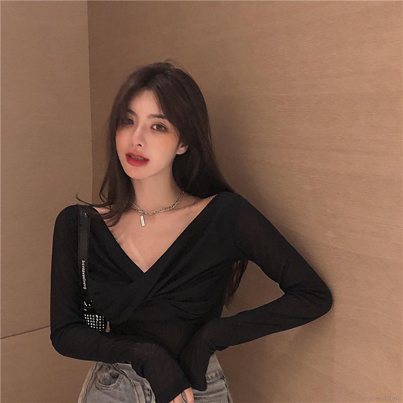 Women Super Fire Strapless Sexy Long-sleeved Thin T-shirt | BigBuy360 - bigbuy360.vn
