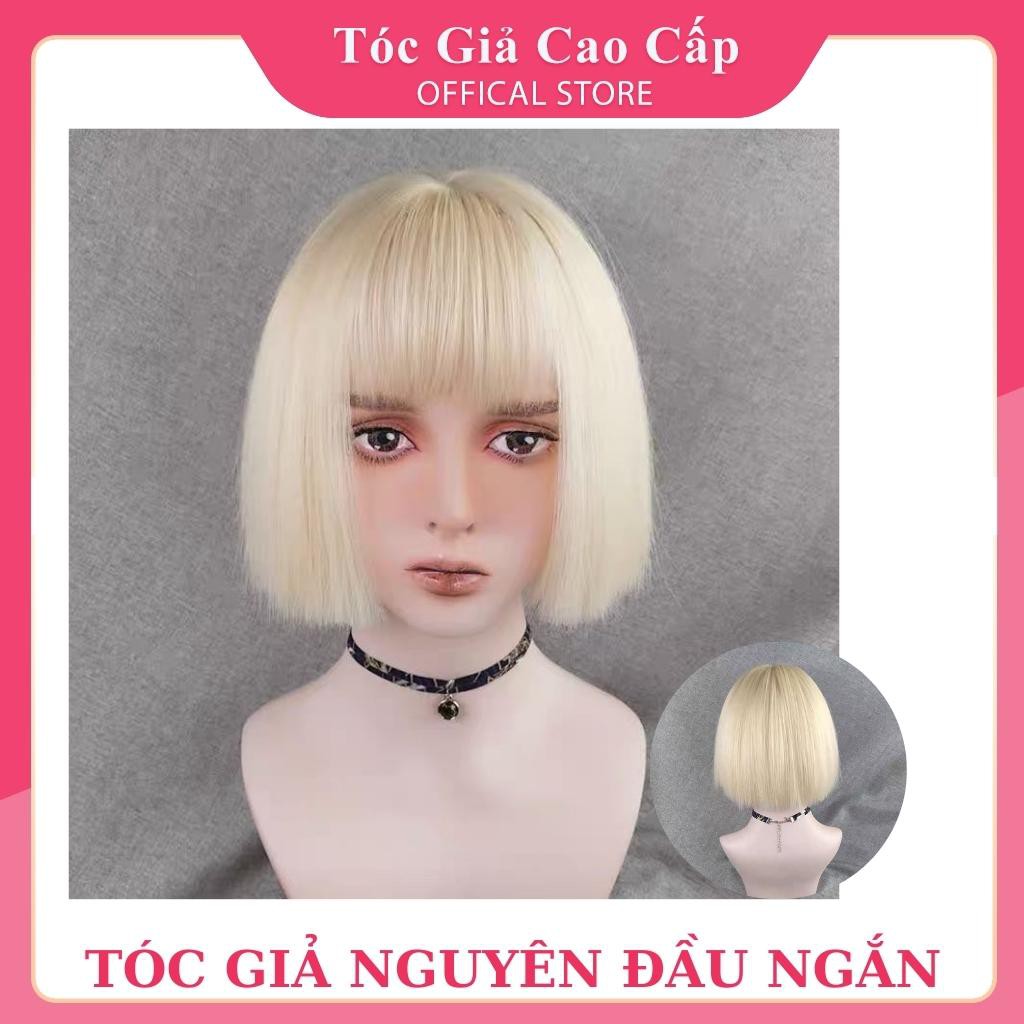 Tóc giả nữ nguyên đầu ngắn vic màu vàng kim ❤️FREESHIP❤️ tặng lưới trùm