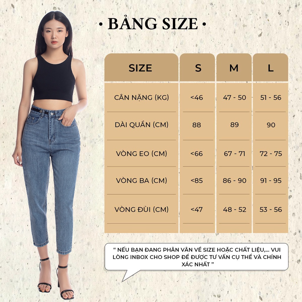 Quần baggy jean nữ cạp cao gấu cuộn dễ phối đồ BG02 - La’coba