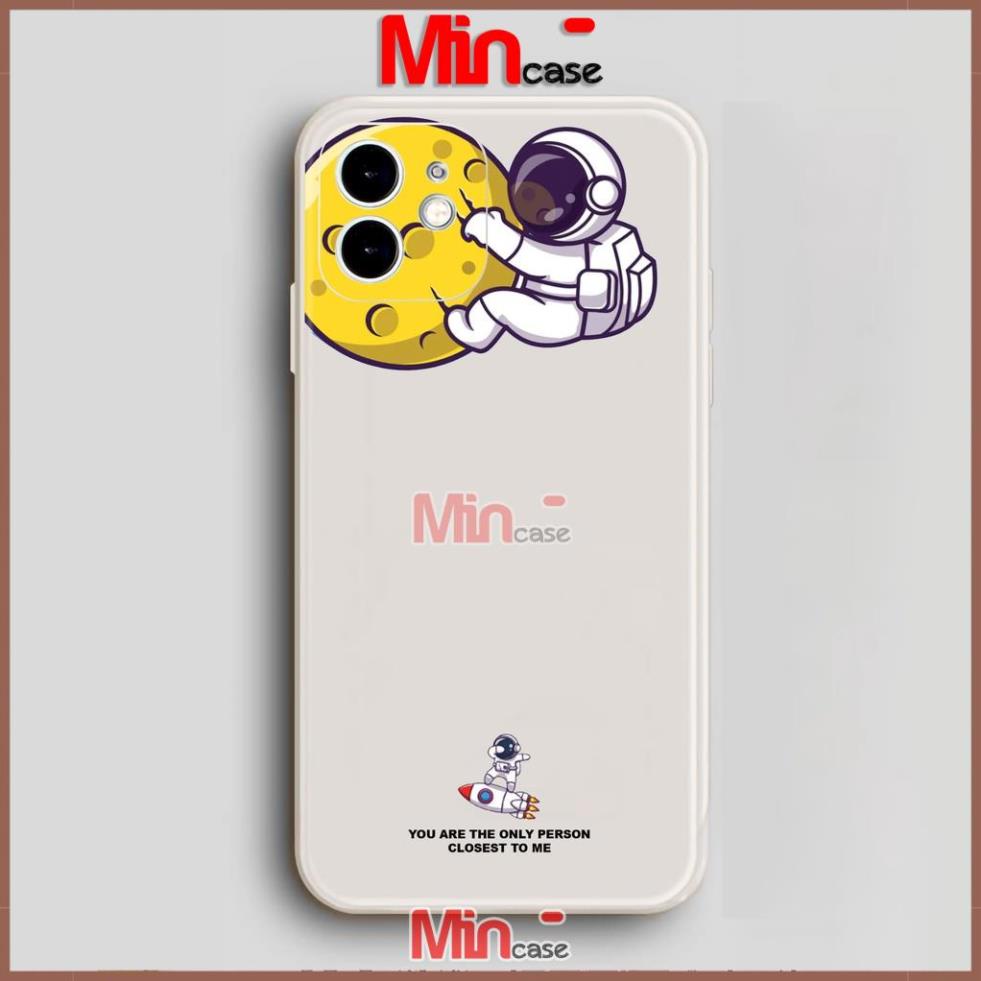 Ốp lưng iPhone Phi hành gia Cute cạnh viền vuông silicon mềm dẻo cho iphone 6/6s/7/8/X/XS/11/12/13 Pro Plus Max