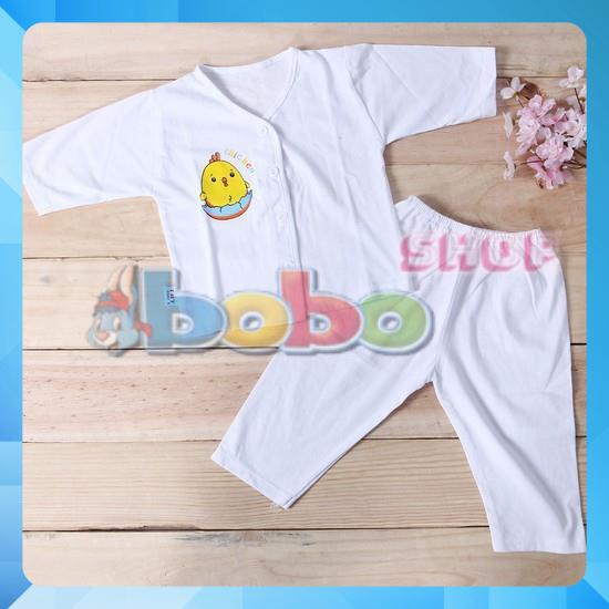 Set 5 Bộ Quần Áo Sơ Sinh Tay Dài Cúc Giữa Trắng Bosinis Cho Bé 2-17kg