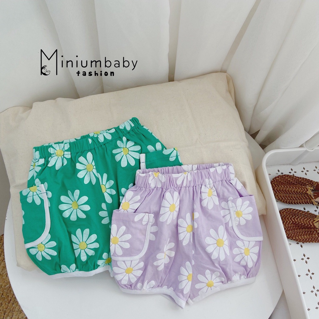 Bộ cotton bé gái hoạ tiết hoa cúc, bộ thun bé gái cotton mềm