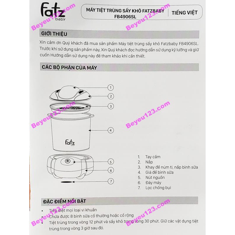 Máy tiệt trùng hơi nước sấy khô tự động FB4906SL cao cấp siêu rộng FATZ FATZBABY