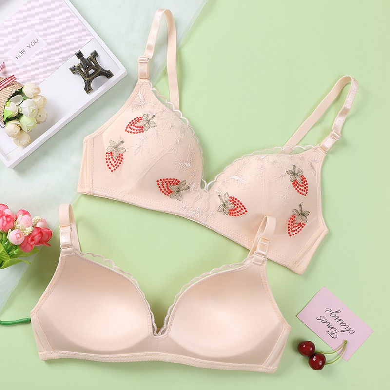 Áo lót AOWEINISI mềm mại họa tiết trái cây hoạt hình xinh xắn đáng yêu cho nữ