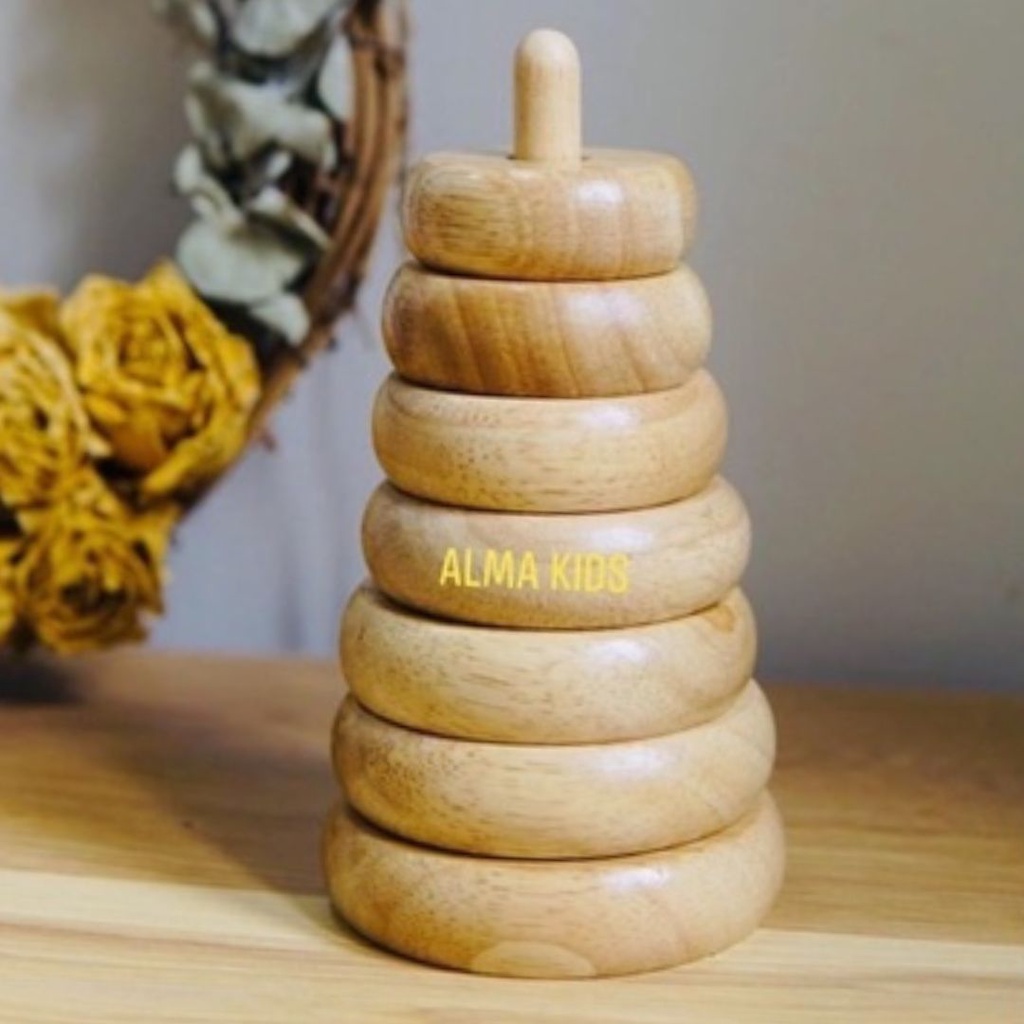 Tháp Xếp Chồng Gỗ Cho Bé Ring Stacker Đồ Chơi Montessori