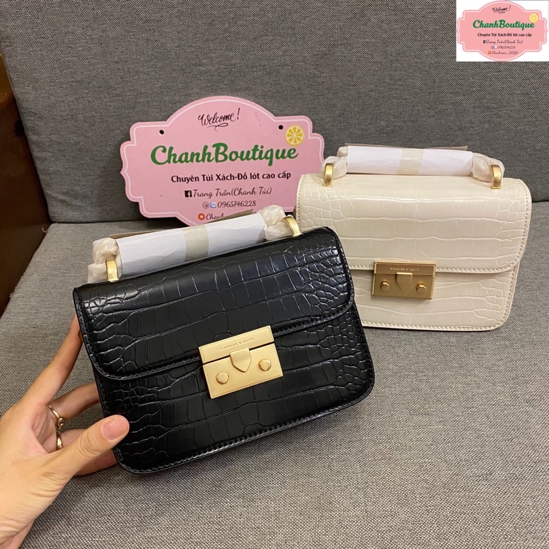 Túi xách nữ da bóng dây xích khoá nhọn size 18