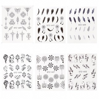 Sticker nước dán móng nail hoa văn vẽ nét đen