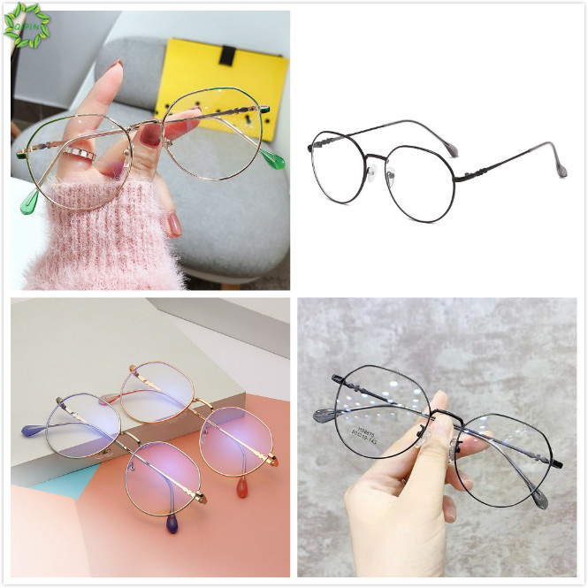 Mắt kính gọng kim loại tròn chống tia bức xạ bảo vệ mắt phong cách Hàn Quốc