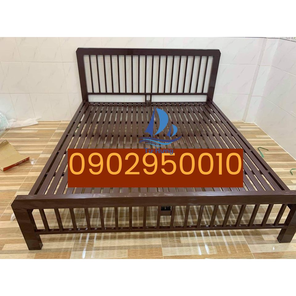 Giường sắt hộp 48 giường 1m4 đầu không bọc nệm