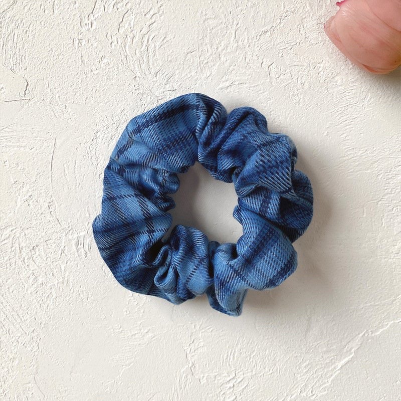 Cột tóc Scrunchies , Dây buộc tóc vải kẻ co giãn thời trang nhiều màu