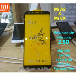 [ Mi A2 / Mi 6X ] Kính cường lực cao cấp 6D Thiên Thần viền bo cong 2.5D mặt kính trong, trơn, mịn - Đen