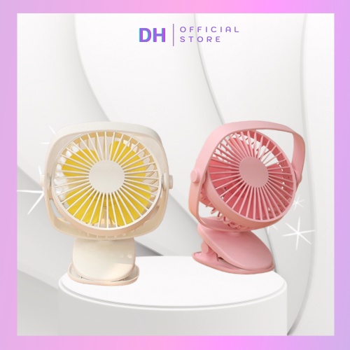 Quạt kẹp xe đẩy tích điện cho bé, Quạt mini kẹp bàn đa năng DH Official Store
