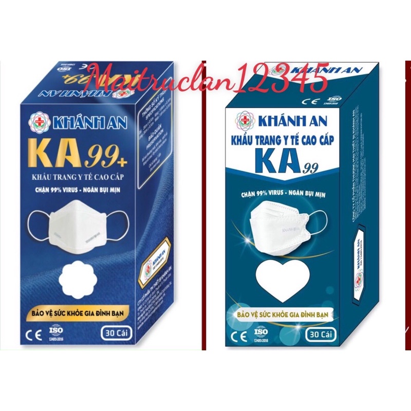 Khẩu trang Cao Cấp 4D KA99 Khánh An màu trắng 1 hộp 30 cái