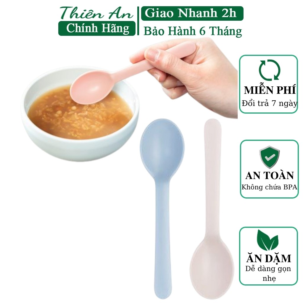 Thìa ăn dặm Inochi, muỗng ăn dặm cho bé Amori inochi { Set 4 chiếc / Có tách set}