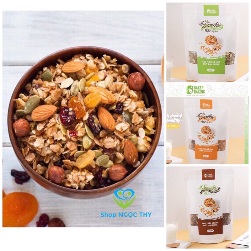 Granola yến mạch ăn kiêng Baker Baking 500gr, ăn vặt eat clean healthy