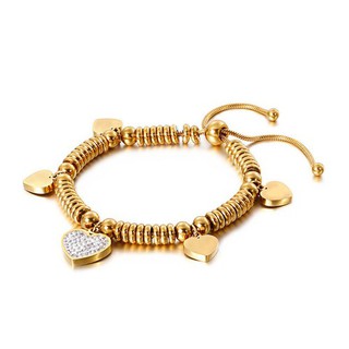 Lắc tay dây rút trái tim titan ko đen tt 2634