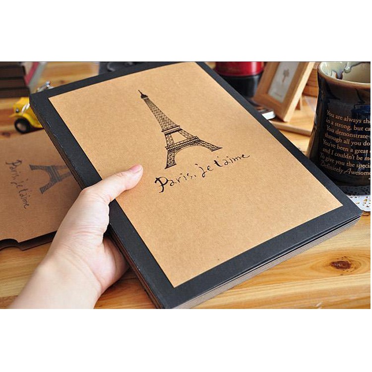 Sổ Scapbook Handmade Album Ảnh Vintage Tháp Eiffel (21x28.5cm)