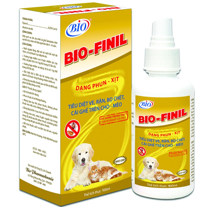 Thuốc xịt BIO-FINIL tiêu diệt ve, bọ chét, rận, ghẻ trên da chó mèo siêu hiệu quả-79203