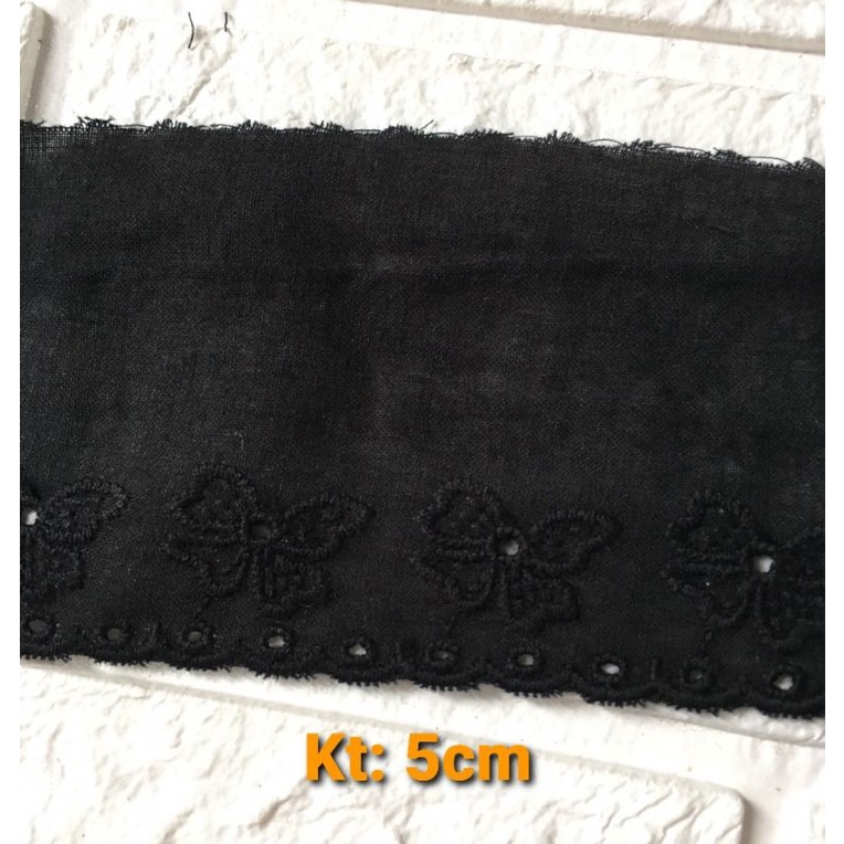 Ren thô thêu con 🦋 đen, bản 5cm