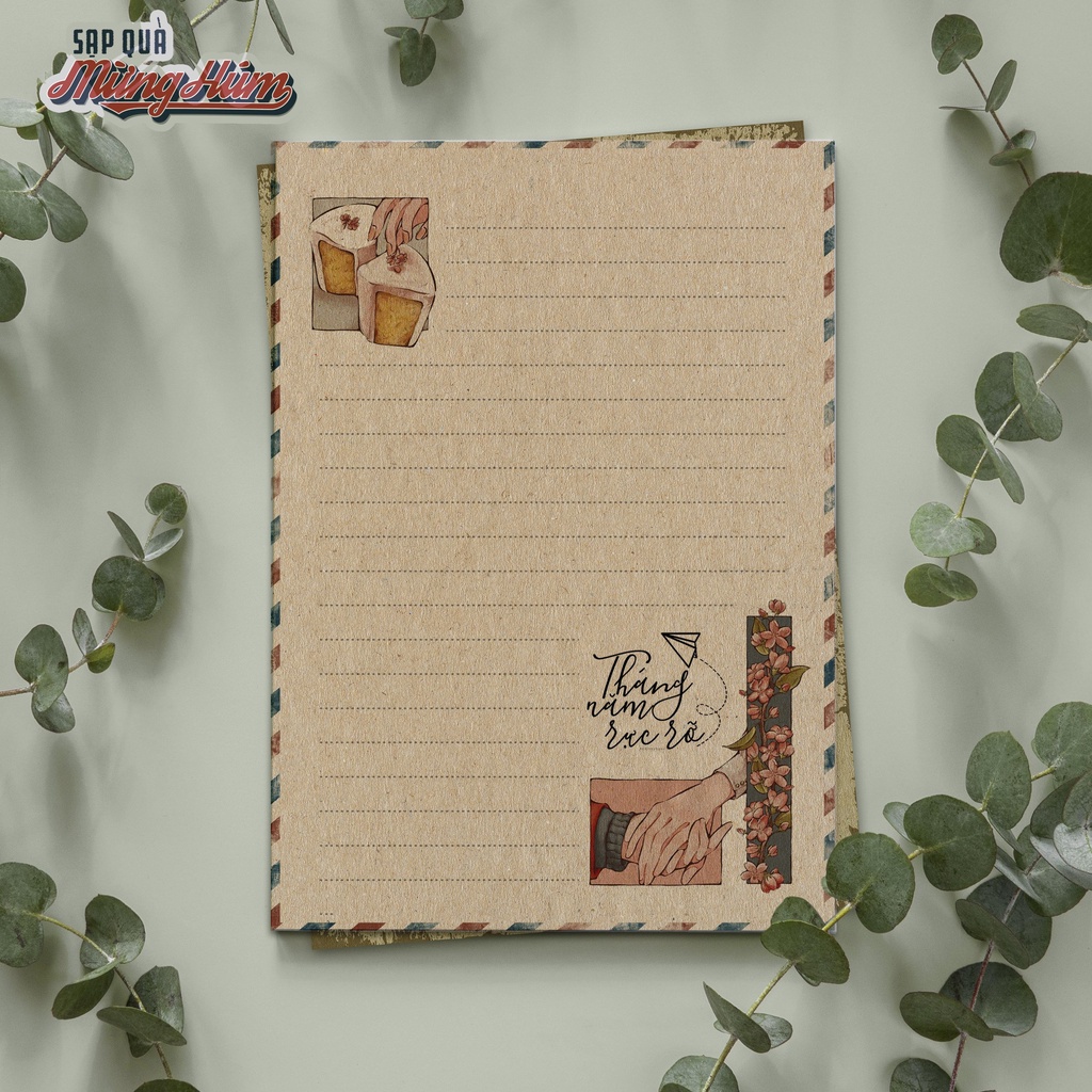 Giấy viết thư tâm sự, thanh xuân và yêu thương. Chất liệu kraft, vintage & thân thiện môi trường.