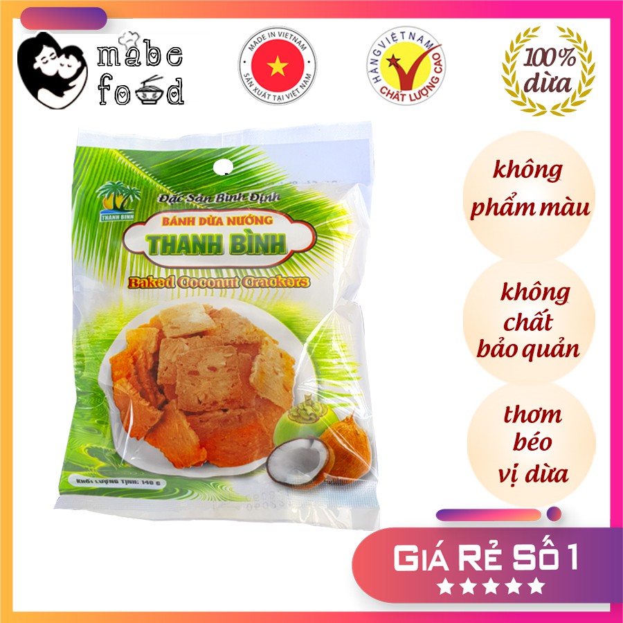 Bánh Dừa Nướng combo 5 gói, đồ ăn vặt , thơm ngon, giòn rụm, làm quà tặng ý nghĩa, lương khô tiện lợi đi chơi, MaBe Food