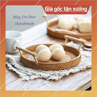Khay Tay Cần Gỗ Mây Tre Đan , Đựng Mọi Vận Dụng, Kích Thước D22 D24 D28