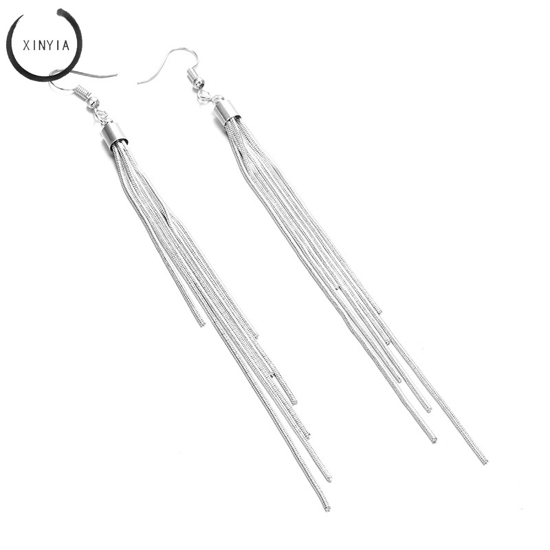 Khuyên tai tua rua dáng dài thời trang