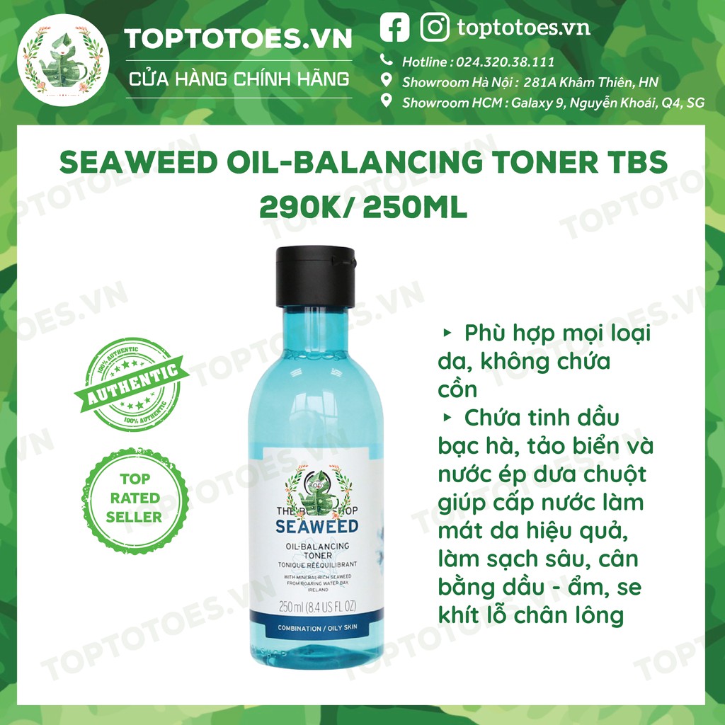 Bộ sản phẩm Seaweed The Body Shop sữa rửa mặt, toner, kem dưỡng, mặt nạ, tẩy da chết