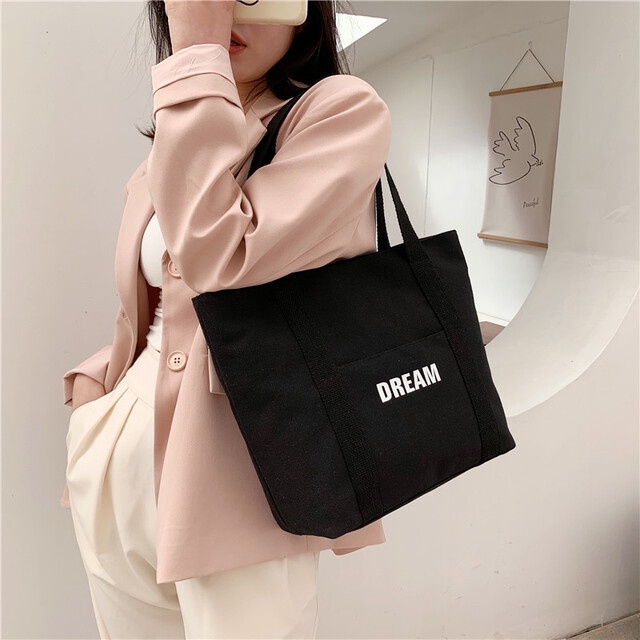 Túi Tote Vải DREAM YOLA SHOP hàn quốc Túi xách nữ vải canvas đẹp rẻ size lớn vừa A4 đi học đi làm TUIV.004 -QUÀ CỘT TÓC