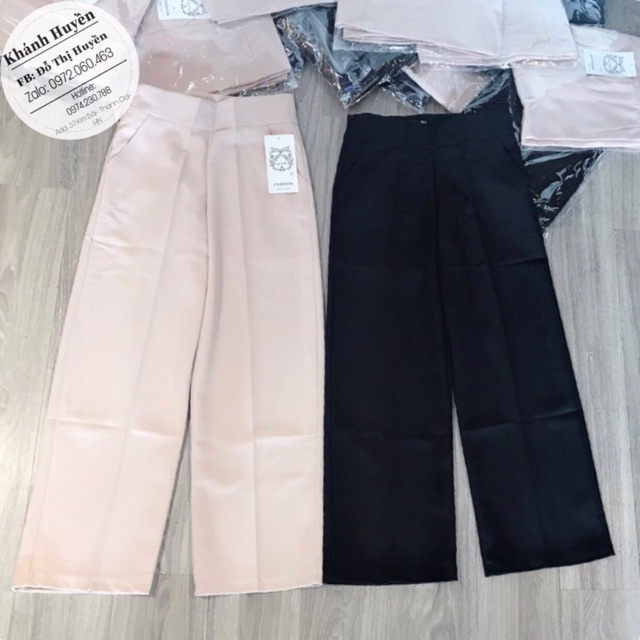 Quần Ống Rộng Lưng Cao Mặc Tôn Dáng Siêu Xinh KH77, Quần suông culottes khoá hông