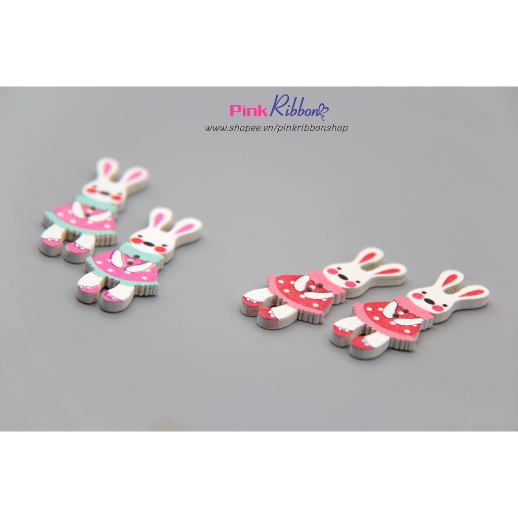 [Set 5c] Thỏ gỗ trắng cỡ 4cm x 1.7cm