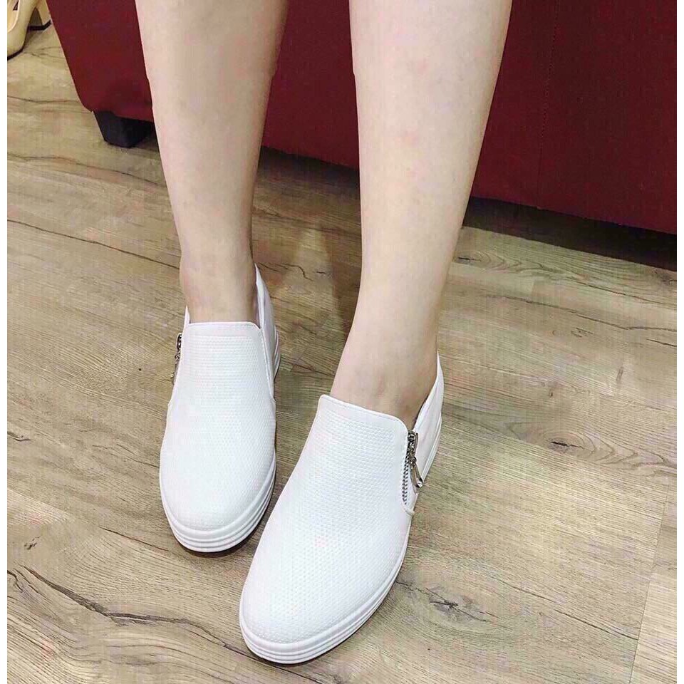 Giày slip on nâng đế 7p dáng kéo khoá lên chân cực êm | BigBuy360 - bigbuy360.vn