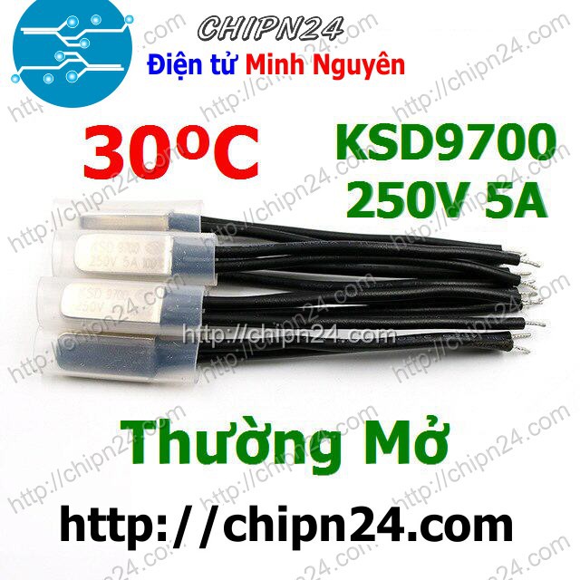 [1 CÁI] Cầu Chì Nhiệt KSD9700 Thường Mở 30 Độ 5A 250VAC