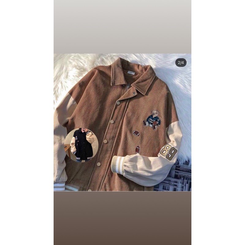 🌵 𝐓𝐡𝐞𝐔𝐥𝐳𝐳𝐚𝐧𝐠 🌵 066 Áo Khoác Nữ KaKi Nhung Tâm Thêu Gấu Nút Bấm Hàng Quảng Châu | BigBuy360 - bigbuy360.vn