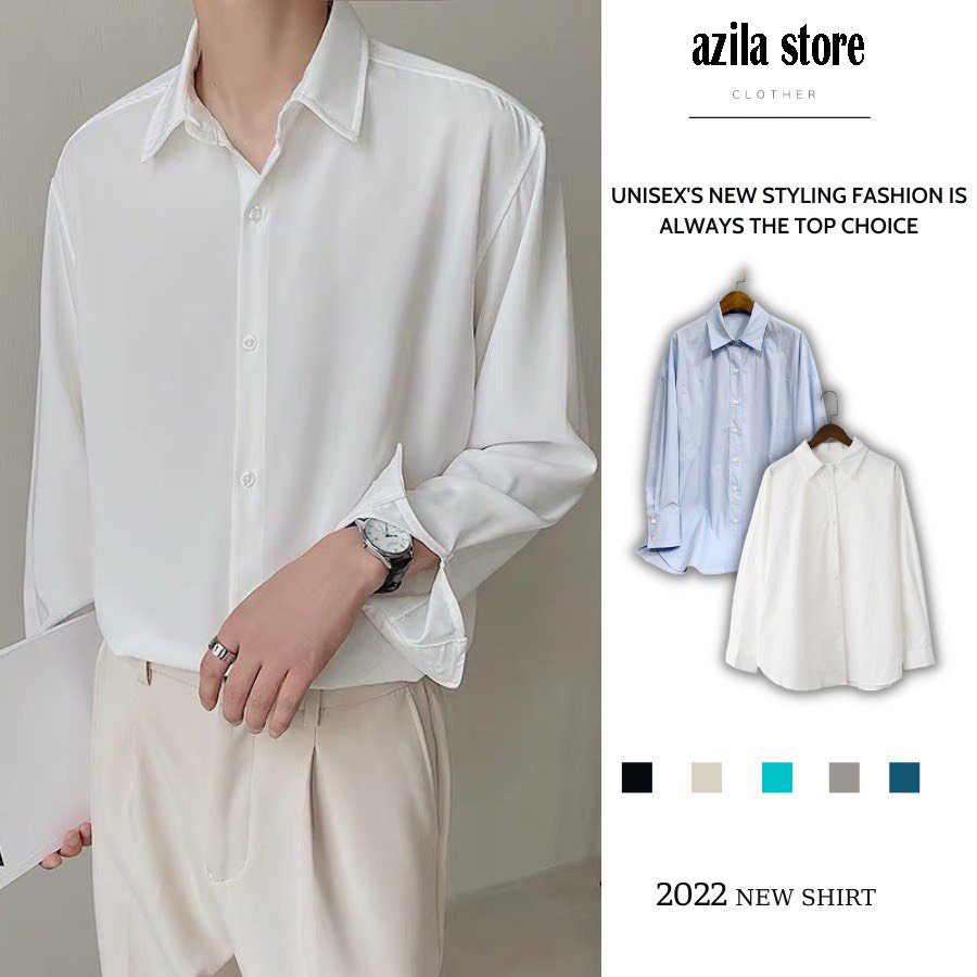 Sơ Mi Lụa Nam Cổ Bẻ Thiết Kế Giấu Cúc Tinh Tế Phong Cách Hàn Quốc - SM22