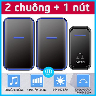 Bộ 2 chuông 1 nút chuông cửa không dây Cacazi A68