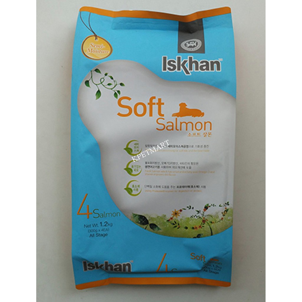 Thức ăn hạt mềm cho chó vị cá hồi Iskhan Soft Salmon túi 1.2kg