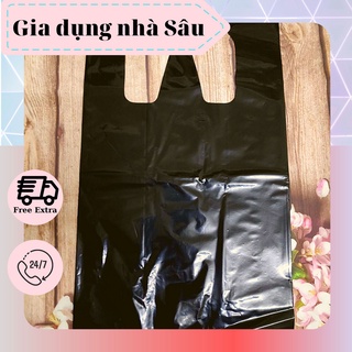 1kg túi nilon đen, túi bóng đen có quai đóng hàng đựng rác nhiều kích cỡ